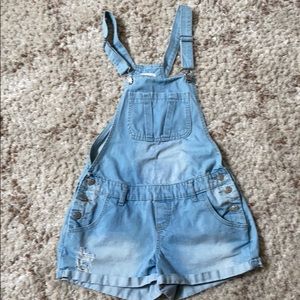 Womens Cotton On Light Denim Overall Shorts